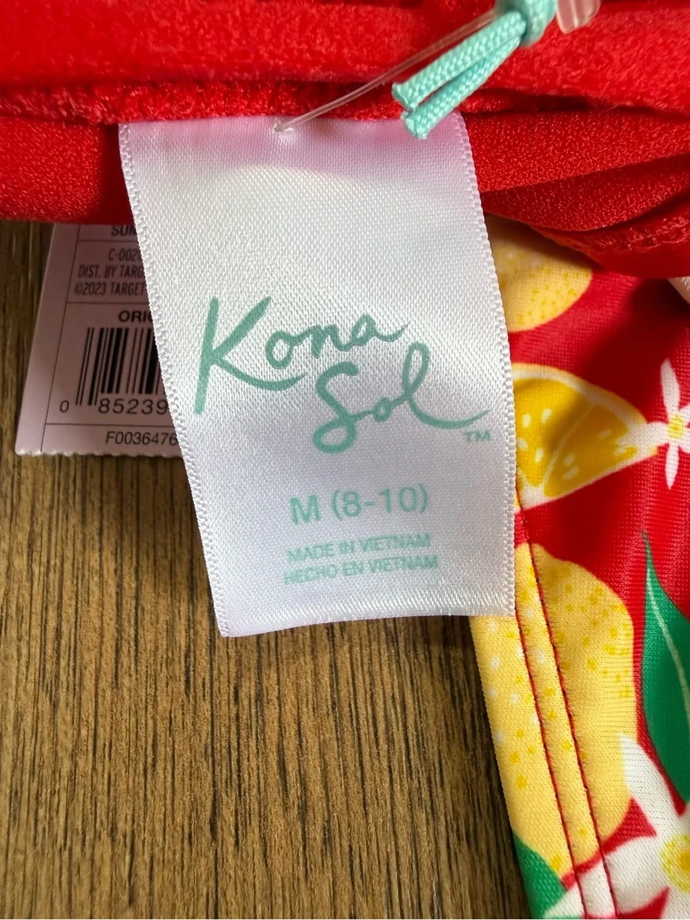 NWT! KONA SOL - WIL FABLE fruit print 🍋🍋 One-Shoulder Ruffle Bikini Set M 8-10